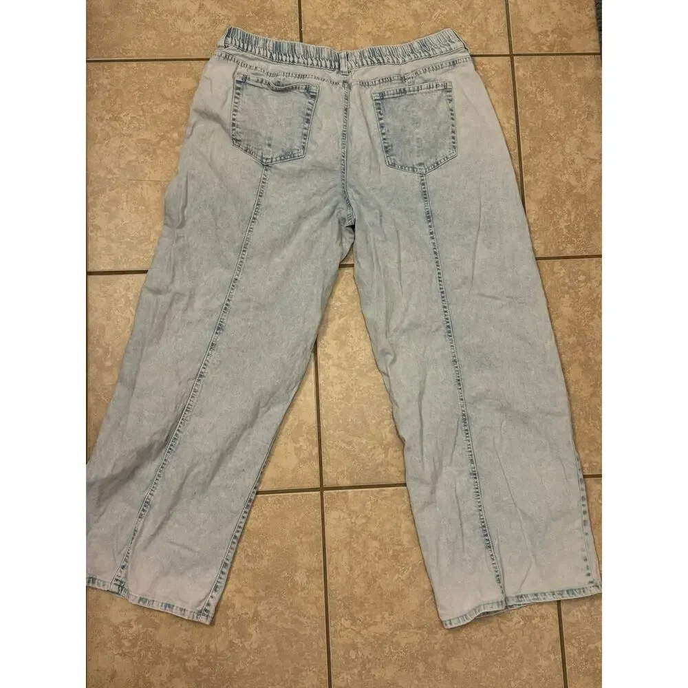 Madden‎ NYC 38 Waist Y2K 90's Style Wide Leg Jeans Light Wash Baggy Grunge